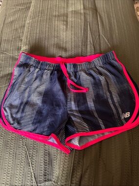 New Balance Navy Shorts with Hot Pink Trim